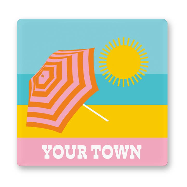 Imán de Metal Personalizado de Ciudad - Vista de Sombrilla de Playa para venta al por mayor de Rock Scissor Paper