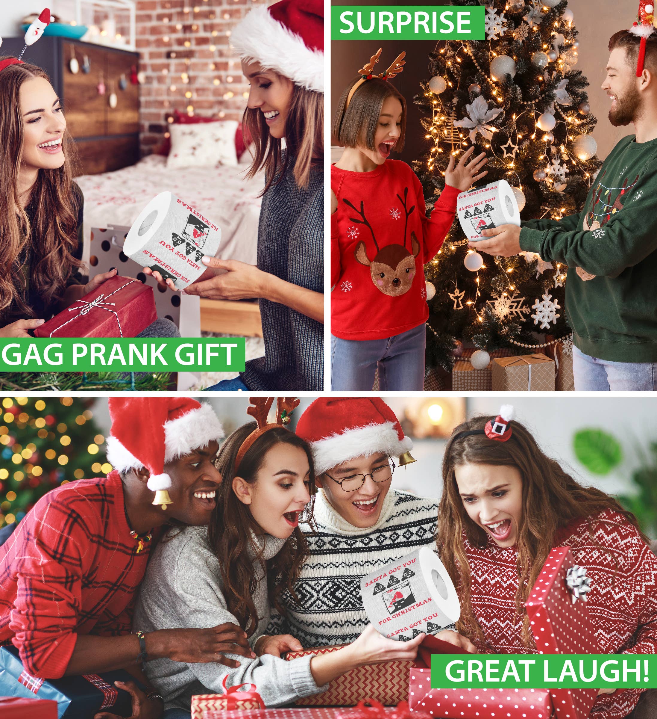 Cota Global - Vente Papier toilette - PAPIER TOILETTE IMPRIMÉ - LE PÈRE NOËL T'A APPORTÉ DU CACA POUR NOËL3