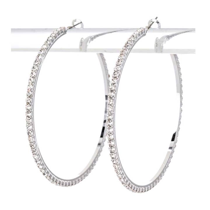 LA Jewelry Plaza - Wholesale Hoop Earrings - 80MM Rhinestone Hoop Earrings1