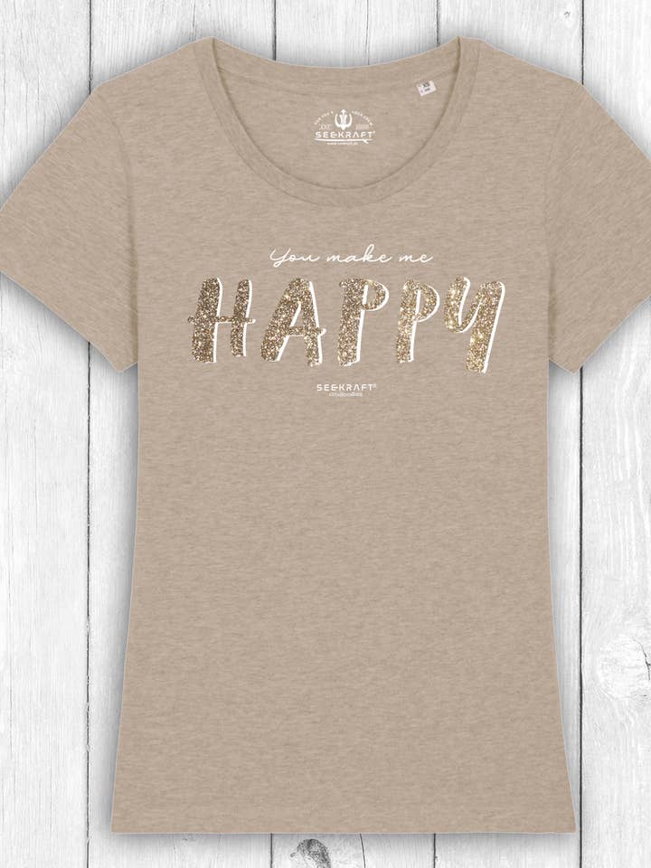 Stella “HAPPY GLITTER” shirt — SAND for wholesale by SEEKRAFT