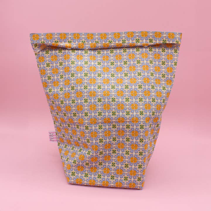 Maxi cotton lunch bag - cement tiles for wholesale by Machatatelier