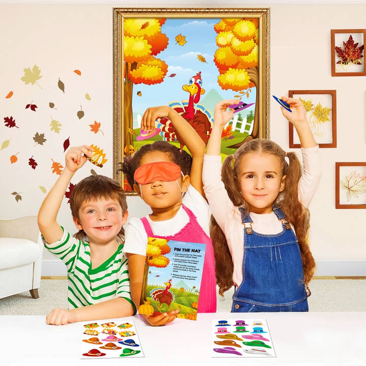 Fun Little Toys – wholesale Toy set – Kids – Thanksgiving Pin The Hat On The Turkey Game Kit