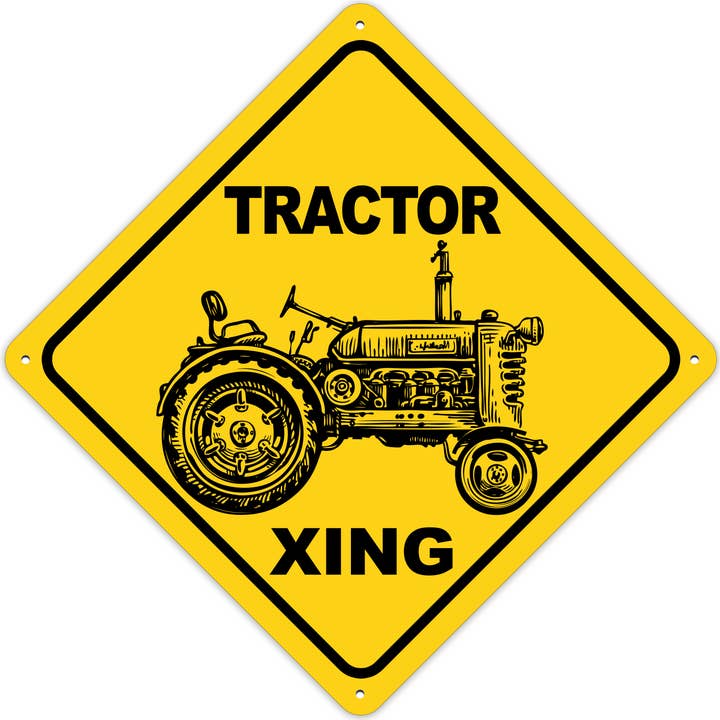 Tractor Crossing Sign Aluminum Indoor/Outdoor Drawn Tractor for wholesale by Wi-Wear