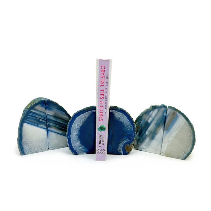 Rock Paradise – wholesale Bookend – Crystal Agate Geode Bookends Mini Door Stop Display (RK1)