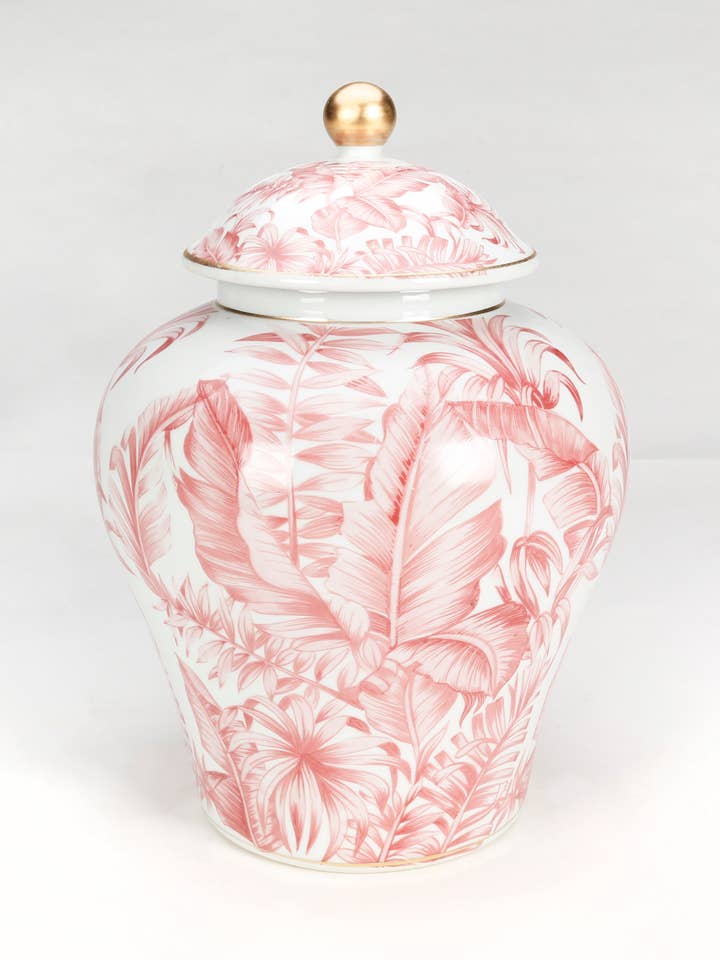 Tropical Leaf 14" Ginger Jar for wholesale by AA Importing