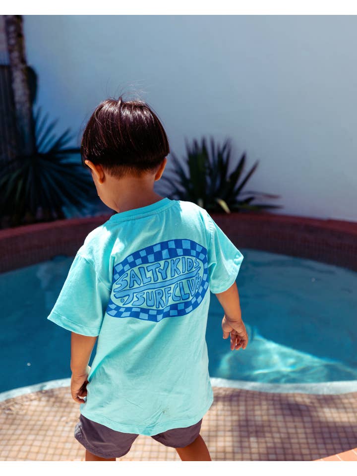 SAND N SALT KIDS - Wholesale Screen Printed T-Shirt - Kids - Salty Kids Surf Club Tee (Aqua Blue)