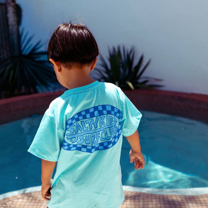 Salty Kids Surf Club Tee (Aqua Blue) for wholesale by SAND N SALT KIDS