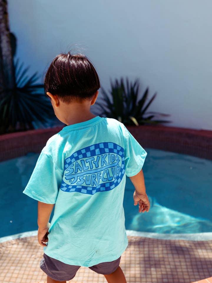 Camiseta del Club de Surf Salty Kids (Azul Aqua) para venta al por mayor de SAND N SALT KIDS