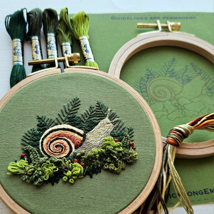 Jessica Long Embroidery - Wholesale Embroidery/Cross Stitch Supplies - Forest Snail Intermediate Embroidery Kit3