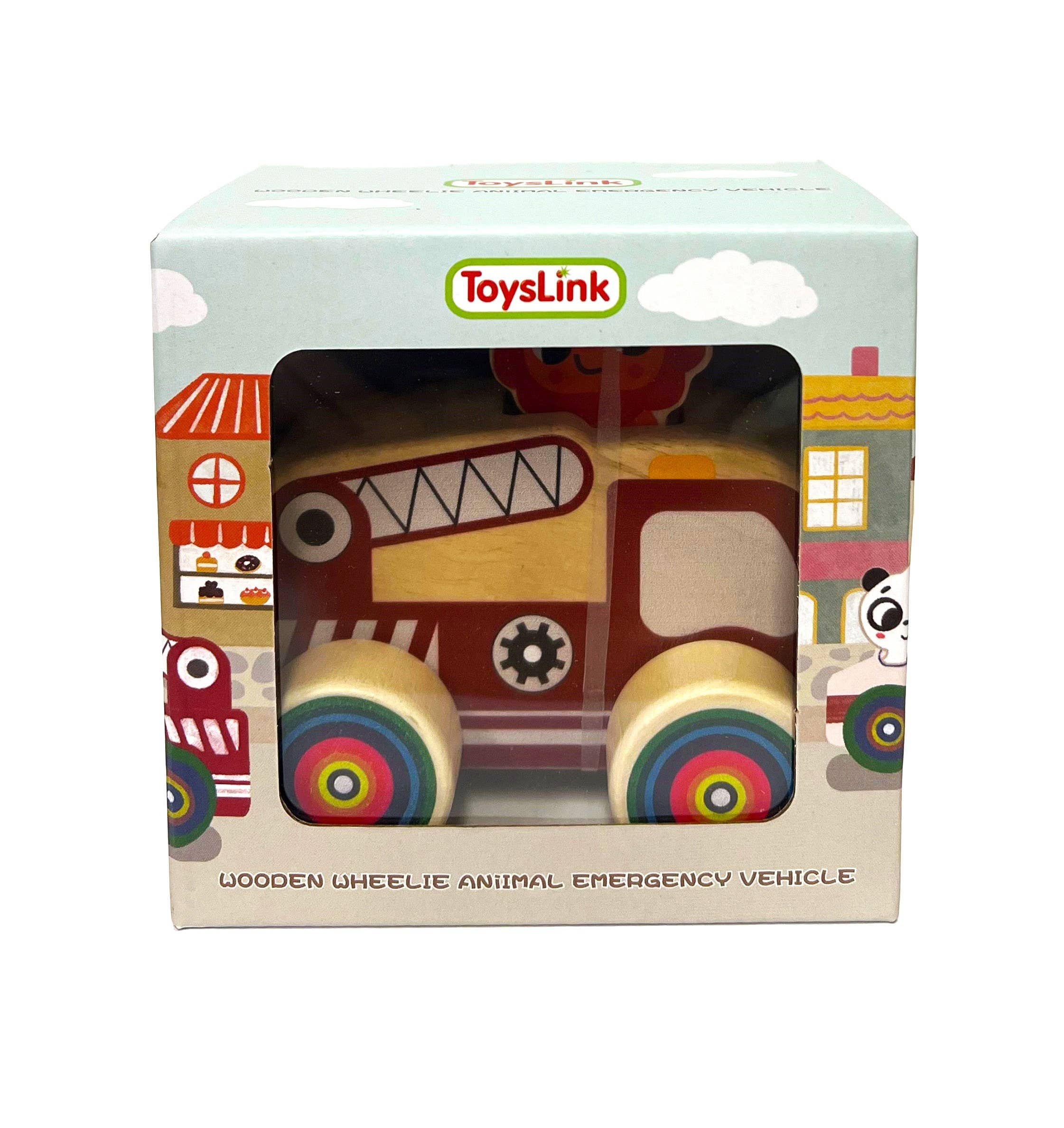 ToysLink - Wholesale Wood Toy - Kids - Wooden Mini Wheelie Emergency Vehicles with Animals5