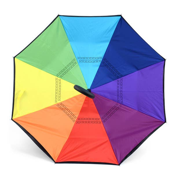 Selini New York - Vente Parapluie – unisexe - Parapluie inversé arc-en-ciel3