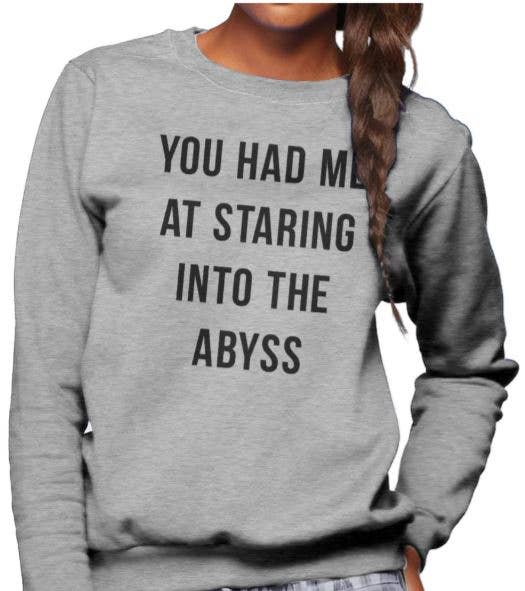 Boredwalk – wholesale Sweatshirt med tryck - Dam – Du hade mig på att stirra in i avgrunden Unisex-tröja3