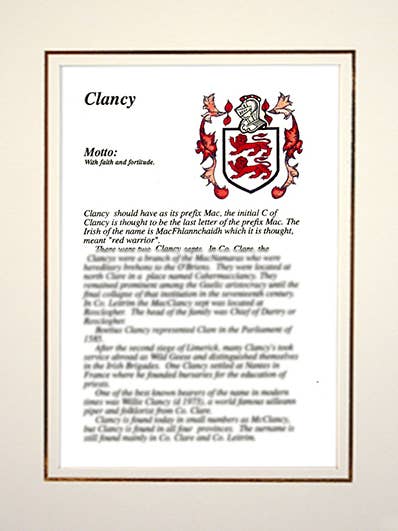 Clancy pour la vente par Family Histories