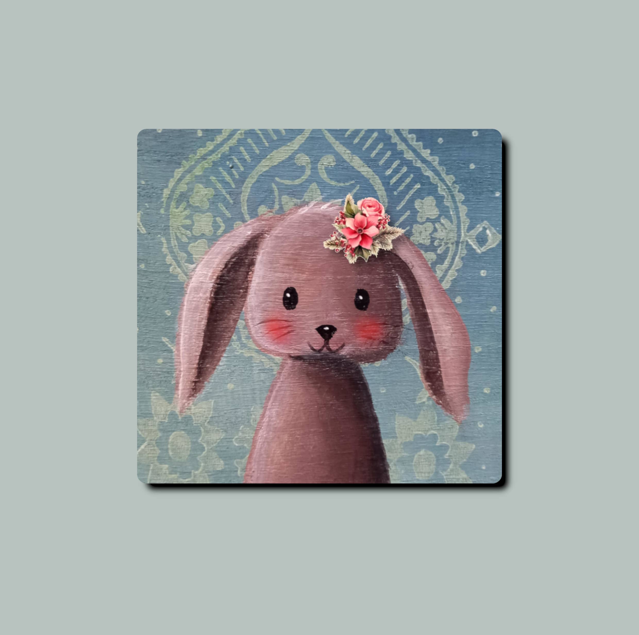 Meisie Berlin – wholesale Coasters – MDF coaster with rabbit Gerda bottom cork0