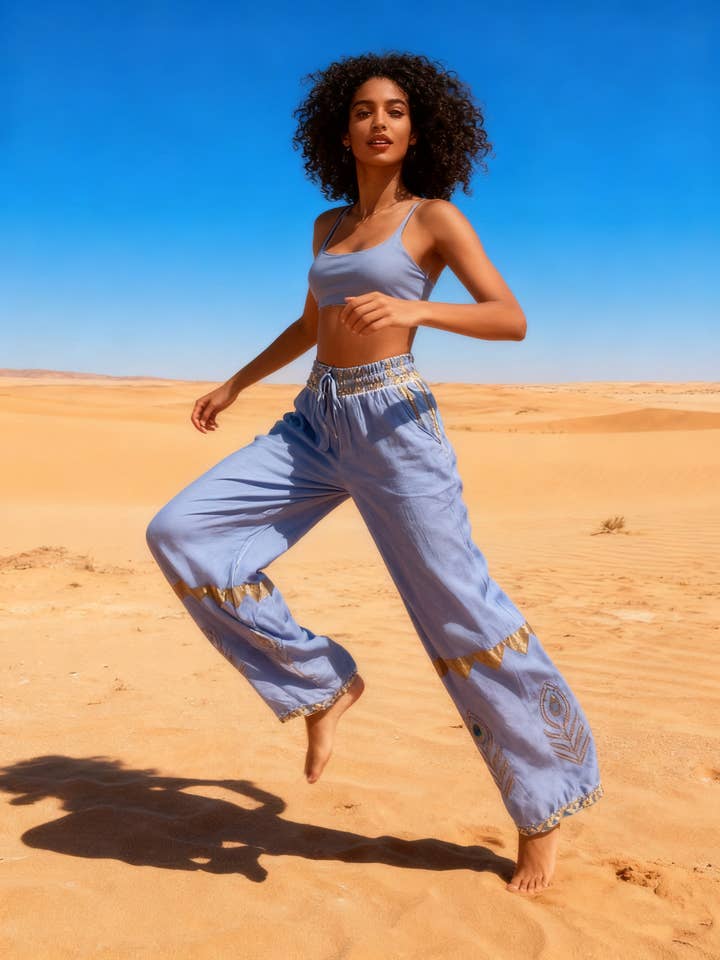 Patalon fluide à imprimée géométrique pour la vente par last queen