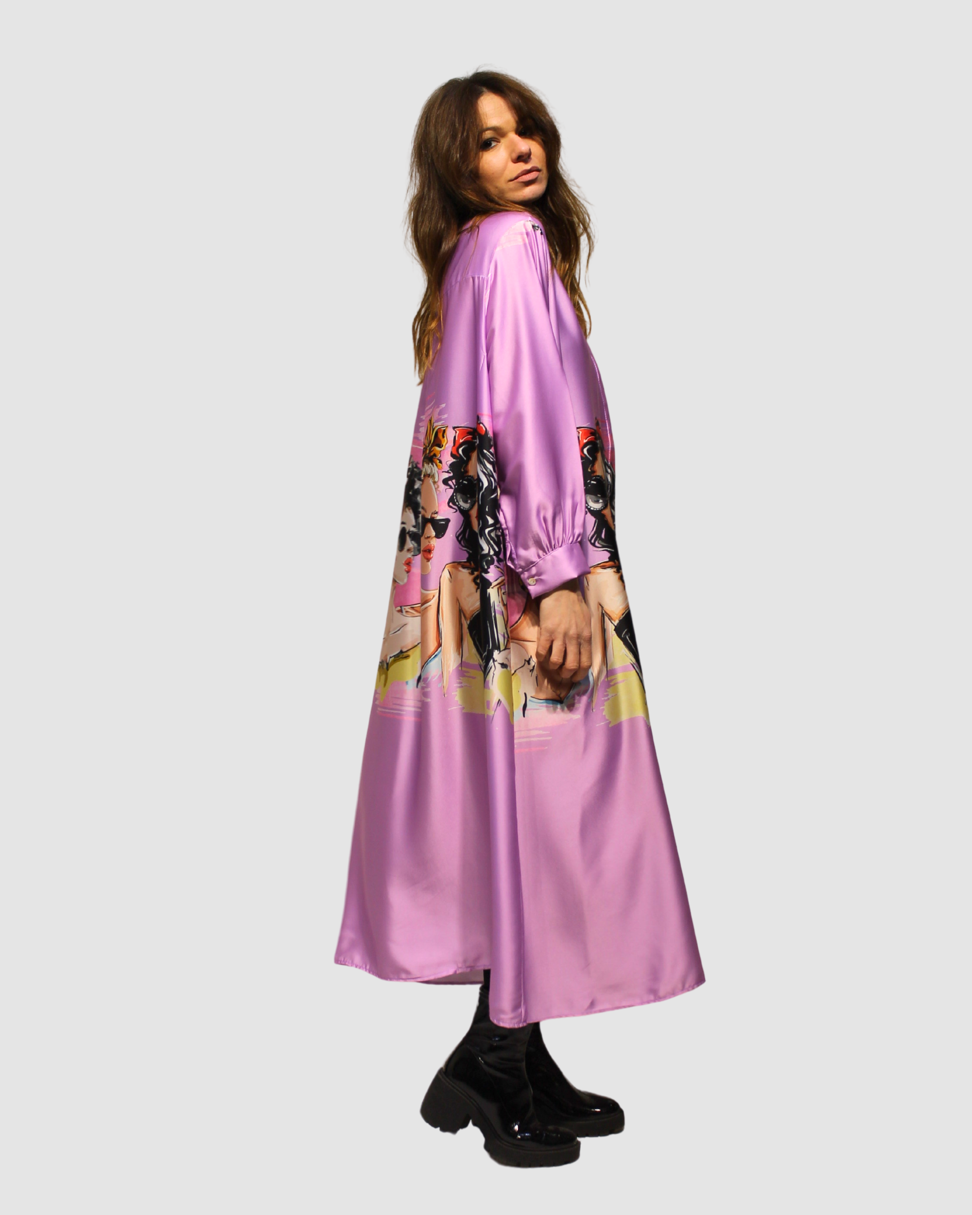 BanBat – Engroshandel Kjole - Dame – Satinskjortekjole med trykt mønster - REF: 3073622