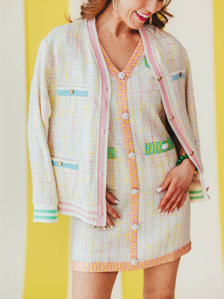 Brianna Cannon - Wholesale Cardigan - Women's - Pastel Tweed Cardigan