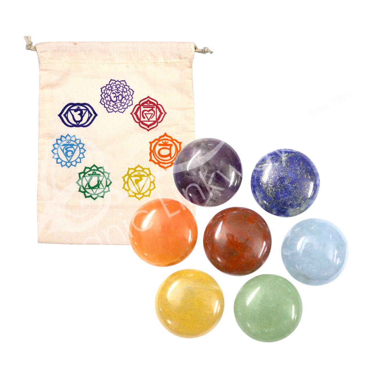 Oceanic Linkways Inc - Wholesale Spiritual Stone/Crystal - (SET OF 7)PEBBLES - CHAKRA PLAIN (SET OF 7) 25 MM0