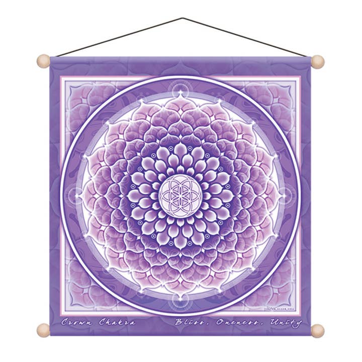 15" X 15" Banner Meditation Chakra Crown for wholesale by Mandala Arts