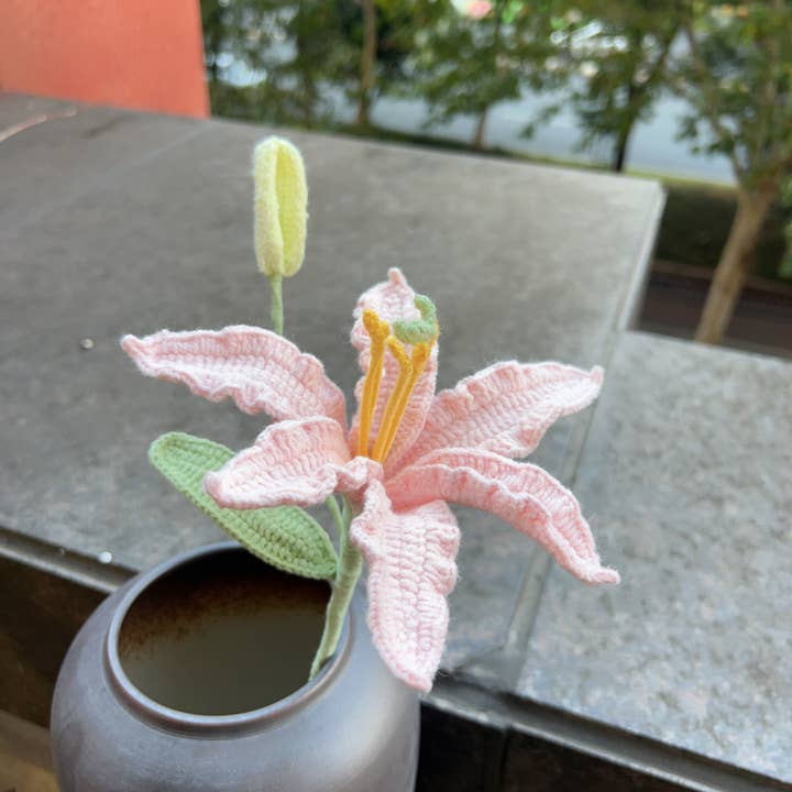 Lilyrosy(Duty free) - Wholesale Artificial Flowers - Lilyrosy Crochet Lily flower with bud, Handmade Gifts 11