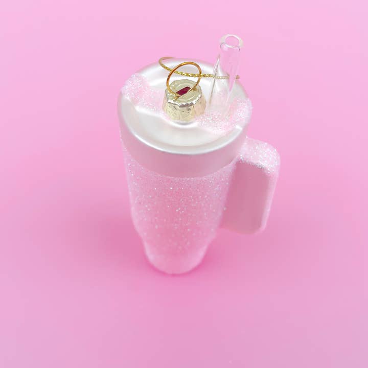 Rock Paper Scissors - Wholesale Ornament - Pink Glittered Trendy Tumbler Christmas Ornament