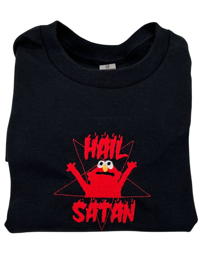 T-shirt brodé "Hail Satan" pour la vente par Totally Iced Out