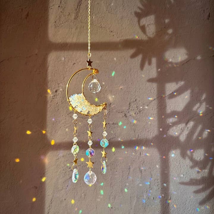 LilAryenne | Jewelry & Suncatchers - Wholesale Suncatcher - Opalite Moon Suncatcher - Crystal Window Decor Gift1
