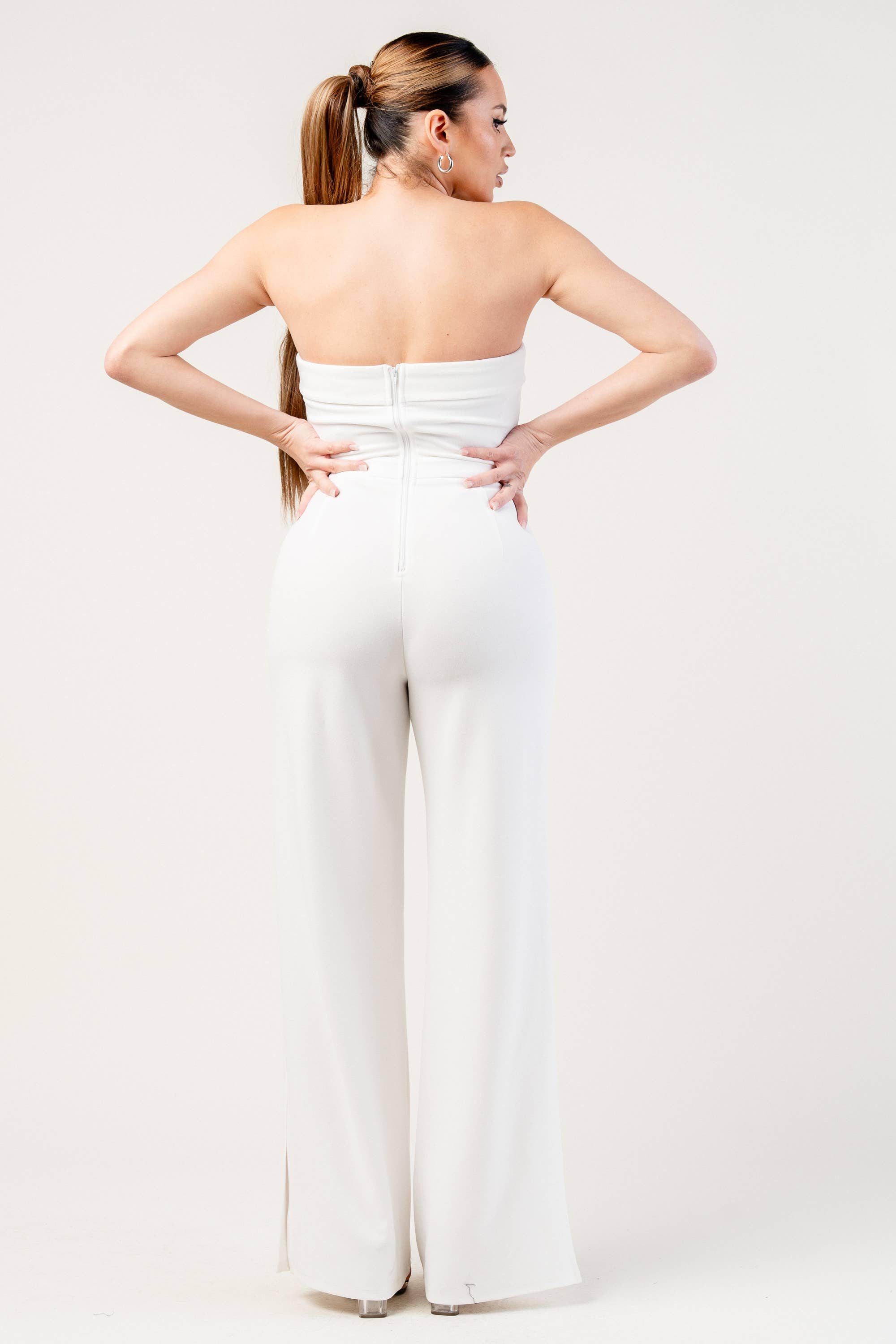 PRIVY - Wholesale Jumpsuit - Women's - PJKS11245RTP_KNIT STRETCH CREPE SLEEVELESS TUBE TOP SLIT HIGH JUMPSUIT3