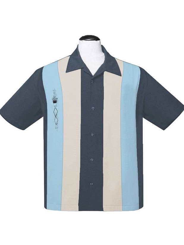 Steady Clothing - Wholesale Button Down Shirt - Men's - The Kingston in Charcoal/Cream/Aqua
