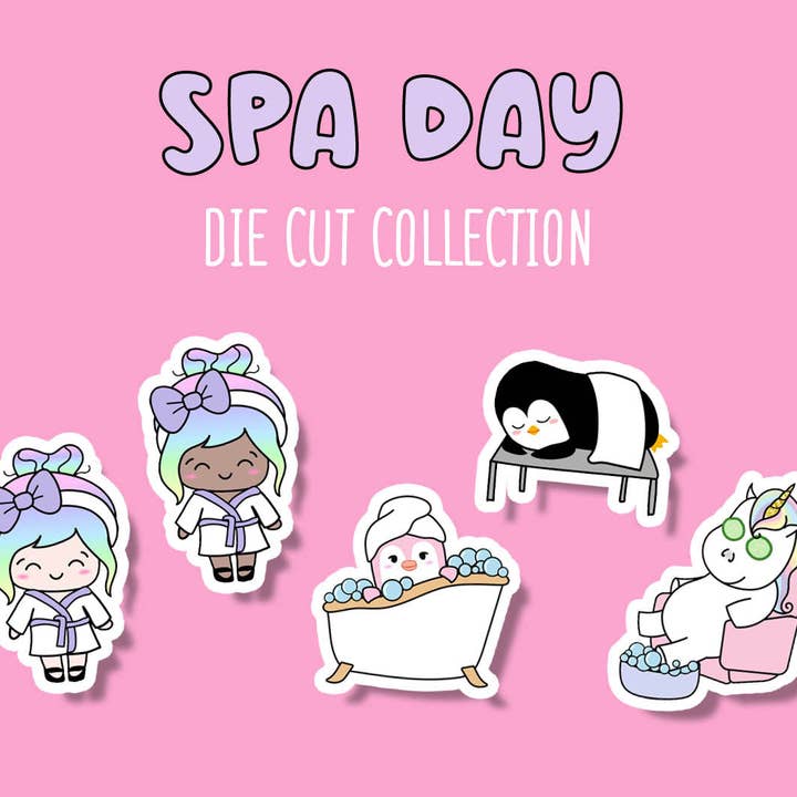 Spa Day Sticker DIE CUT Collection for wholesale by Shine Sticker Studio
