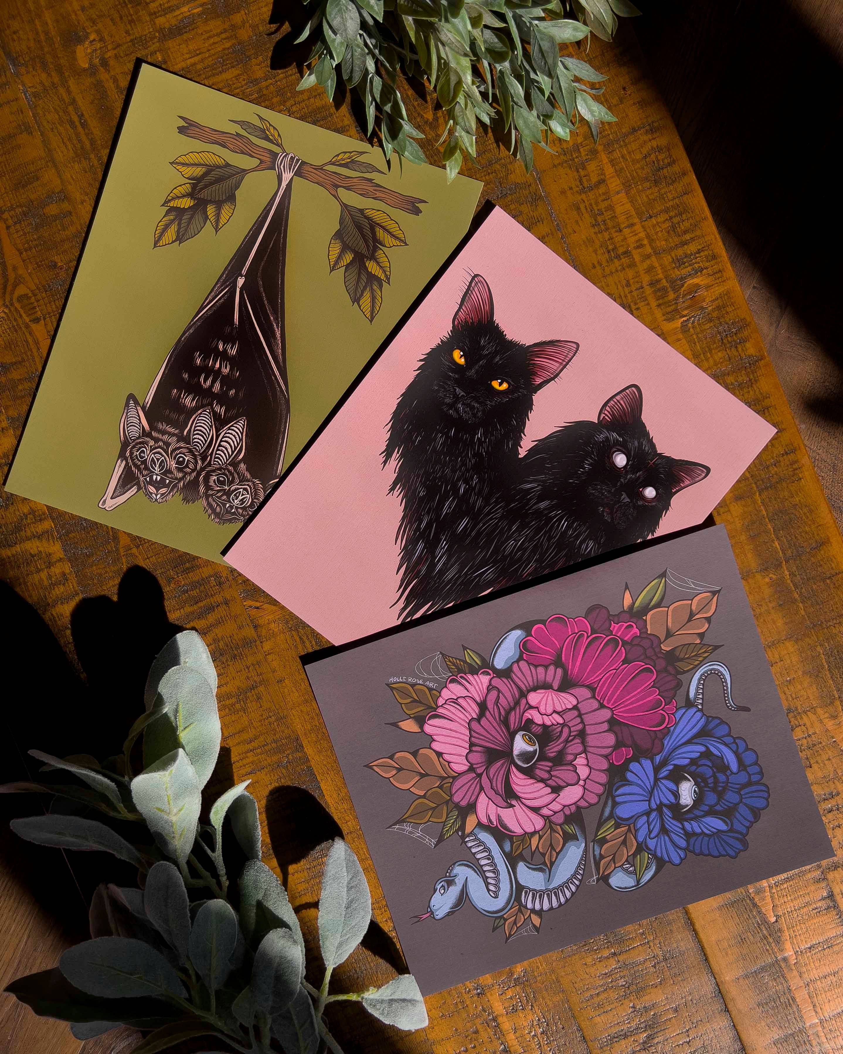 Holli Rose Art - Wholesale Art Print - Two Headed Bat Art Print2