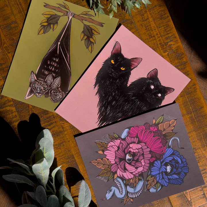 Holli Rose Art - Wholesale Art Print - Two Headed Bat Art Print2