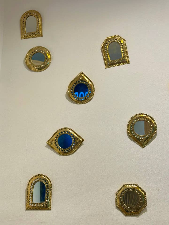 Mini decorative brass Mirrors, Handmade Moroccan Mirror. for wholesale by Mikwi