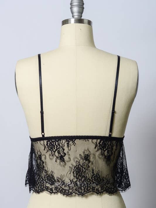 Leto Accessories - Vente Caraco – femme - Camisole romantique à volants en dentelle transparente - Lingerie féminine4