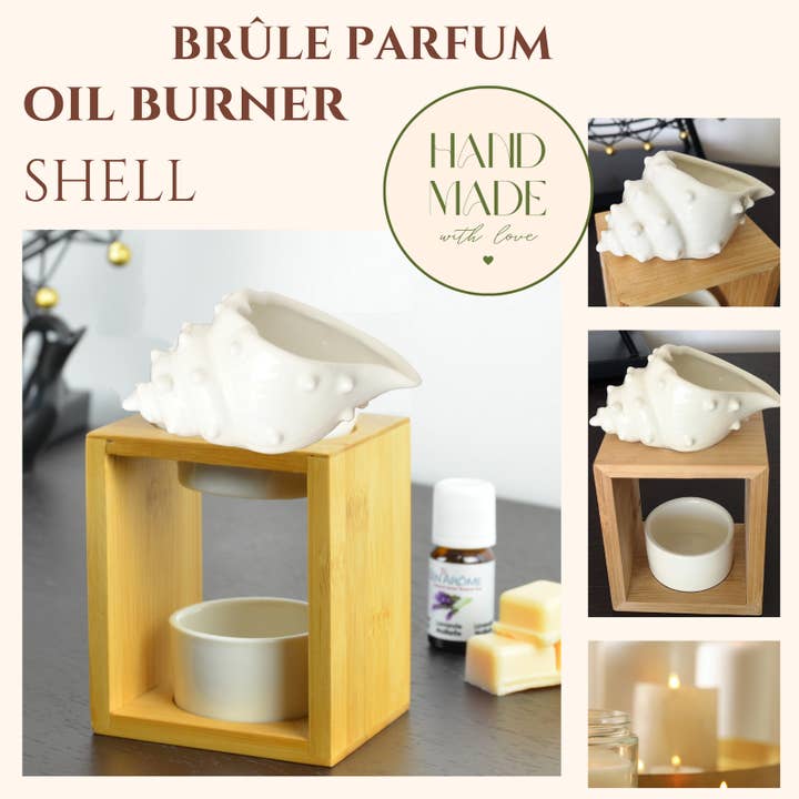 Zen'Arome - Wholesale Oil Warmer - Naturéa Series Fragrance Burner - Shell Bamboo Ceramic Candleholder
