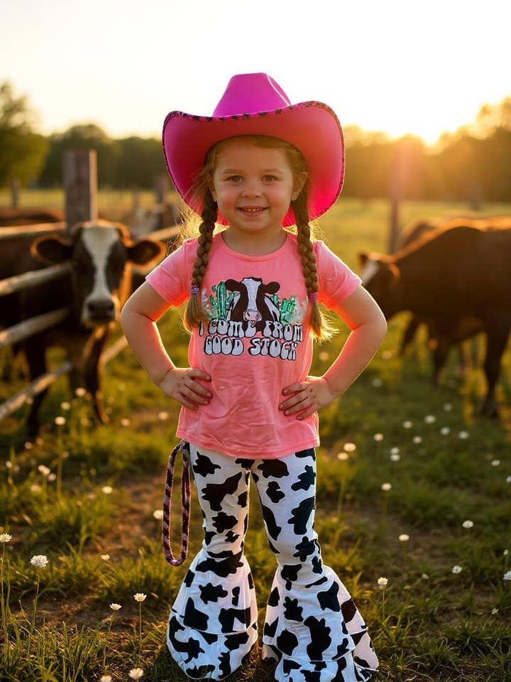 I COME FROM GOOD STOCK top cow pant girls set XCH0666-22H for wholesale by luluclothes