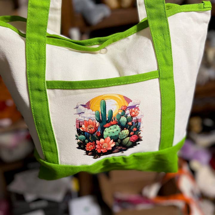Cedar Hill Country Market - Wholesale Tote Bag - Women's - Western Themed Two Pocket Canvas Market/Tote Bags - Multi Colors2