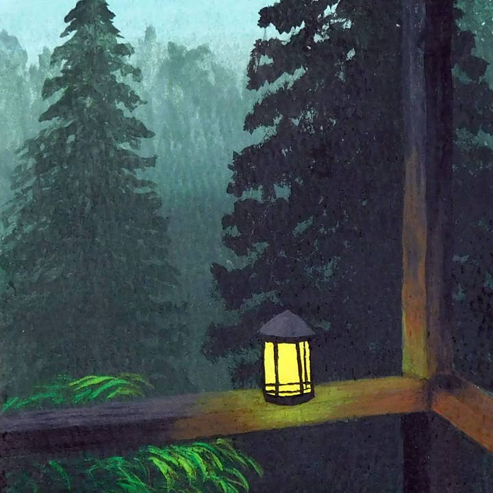 Forest Lantern Glow Enchanted Forest Watercolor Art Print for wholesale by SanBCreative