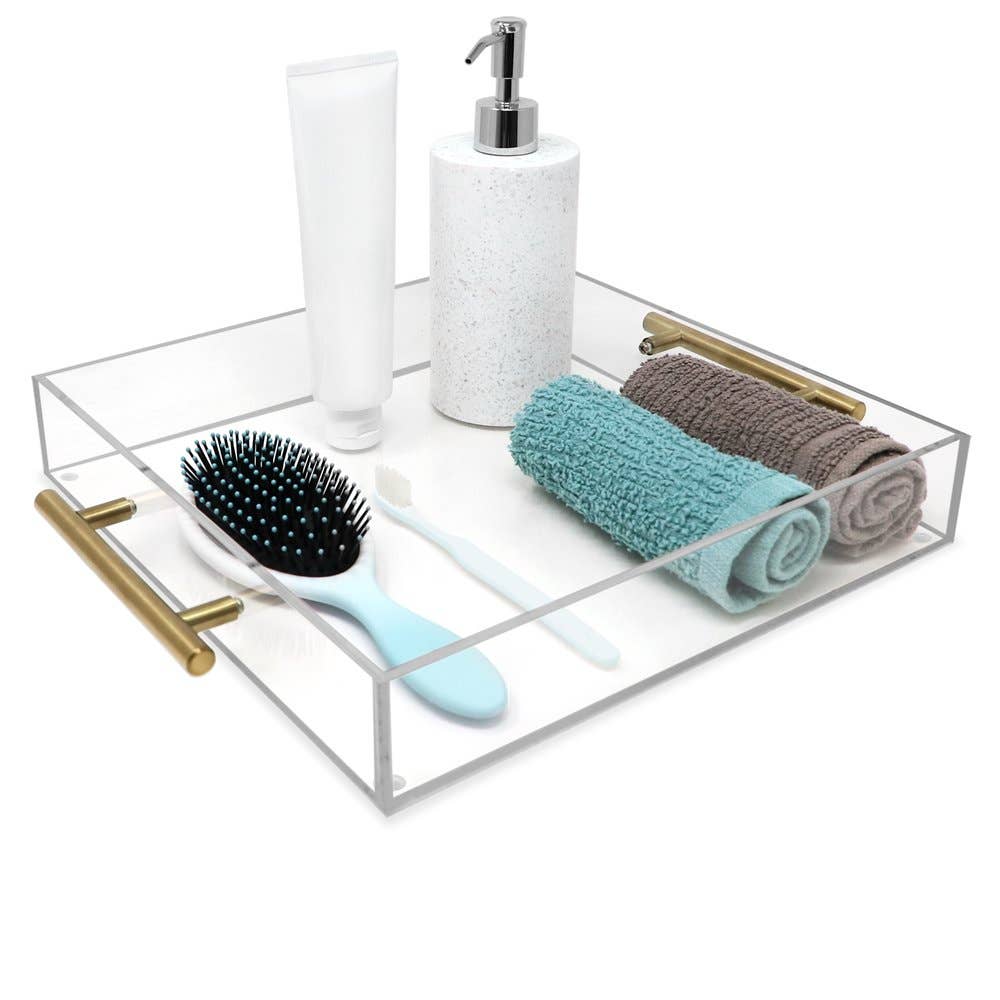 Isaac Jacobs International - Wholesale Serving Tray - Isaac Jacobs Clear Acrylic Serving Tray with Metal Handles23