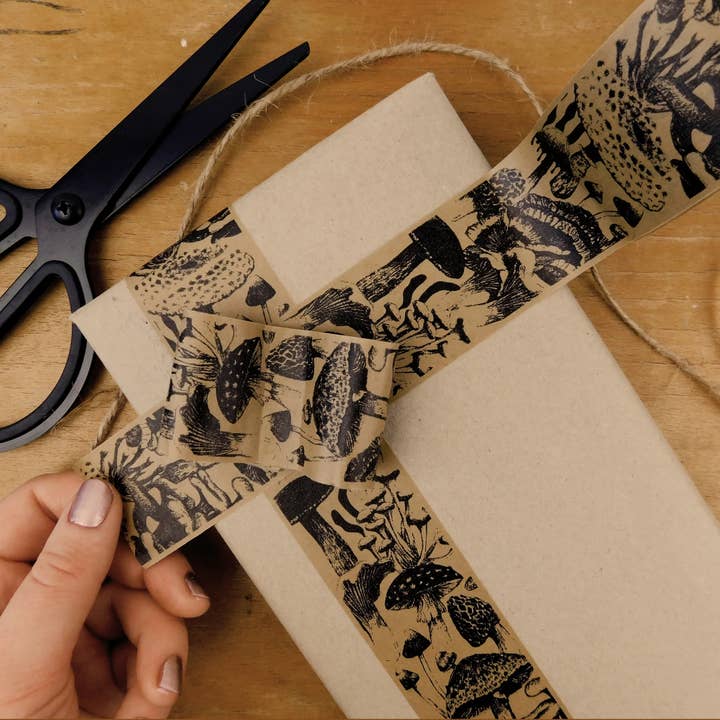 Bison Bindery - Wholesale Tape - Mushroom Print Eco Paper Sticky Tape3