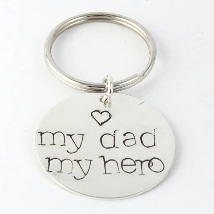 Sterling Silver Custom Hero Keychain for Dad for wholesale by The Silver Diva