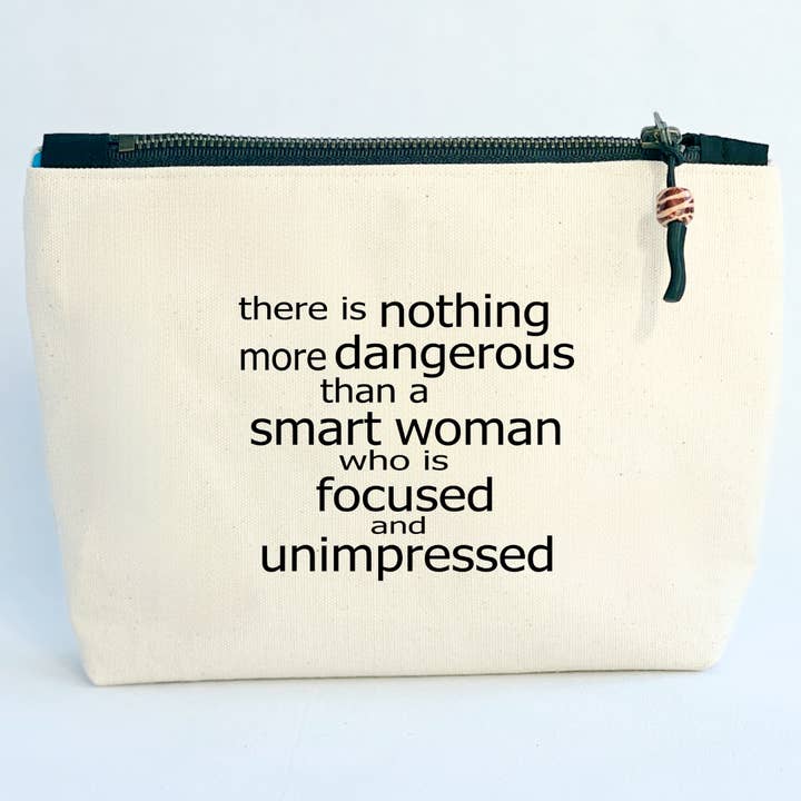 Pretty Clever Words - Wholesale Pouch - Women's - Canvas Pouch Lined Zip Bag - Focused and Unimpressed1