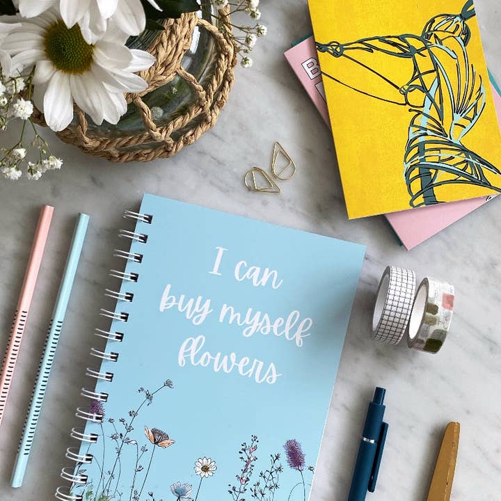 PAPERCROWN NI - Wholesale Notebook - Floral A5 Wirebound Notebook with Positive Quote