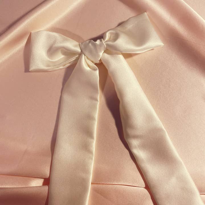 Mille Saisons - Wholesale Hair bow – Women’s - Aurelie Mulberry Silk Hair Ribbon with hand stitching3