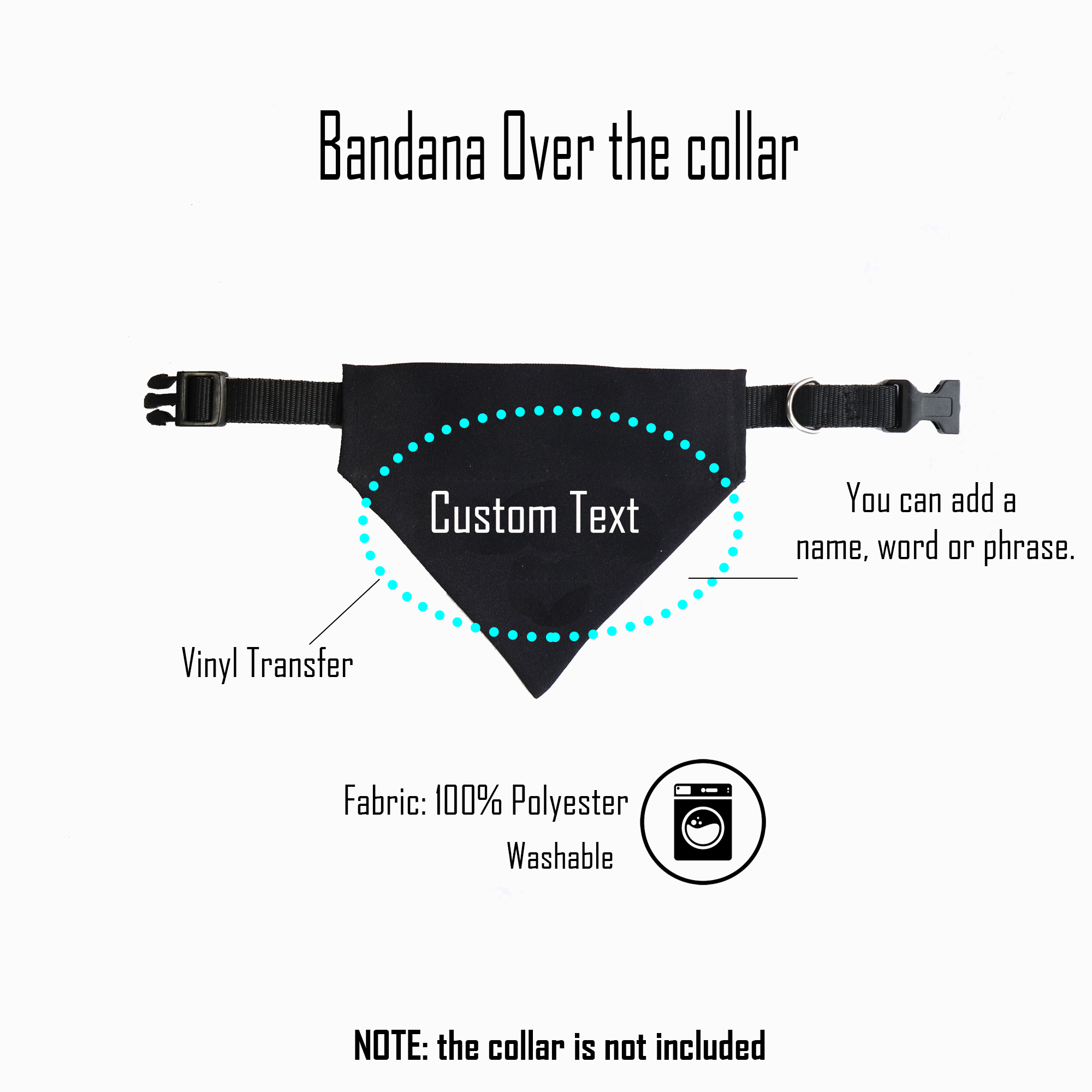 Anita's Accesorios - Wholesale Pet Bandana - Dog - Custom business logo dog bandana over the collar,personalize6