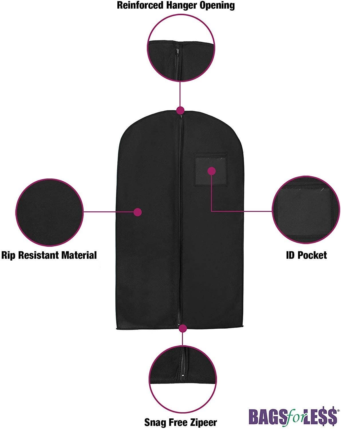 Bagsko - Vente Sac à vêtements - Sacs à vêtements pour costumes, smokings, robes, voyages et rangement3