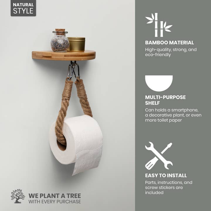 Arrow and Stem - Wholesale Toilet Paper Holder - Bamboo Toilet Paper Holder Rope with Shelf4