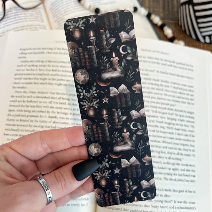 Little Turkey Shoppe - Wholesale Bookmark - Dark Library Bookmark Set - Skull Bookshelf, Moon Witch1