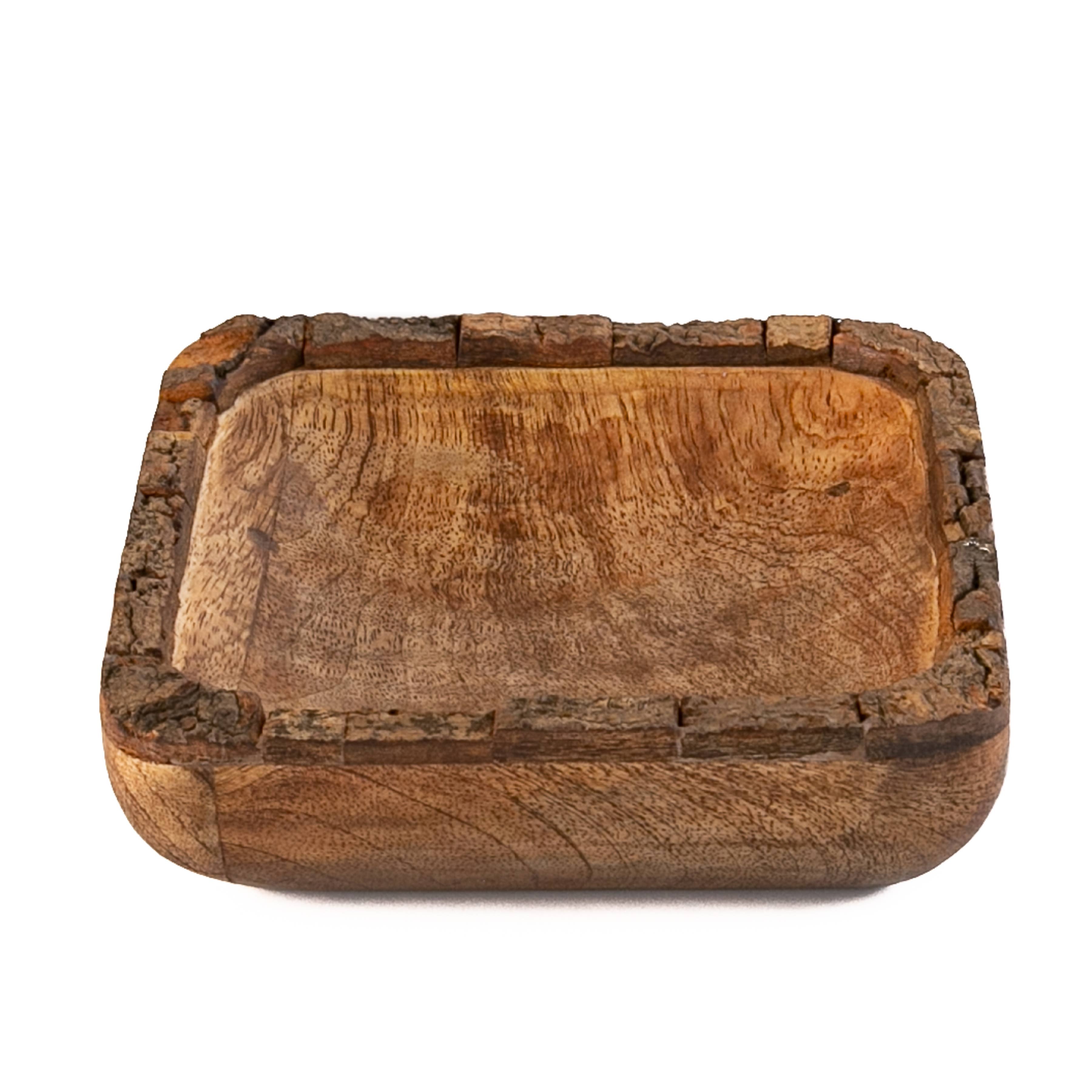 Heritage Lace - Wholesale Cheese Board - Artisan Wood 6x6x1.5 Mango Bark Bowl2