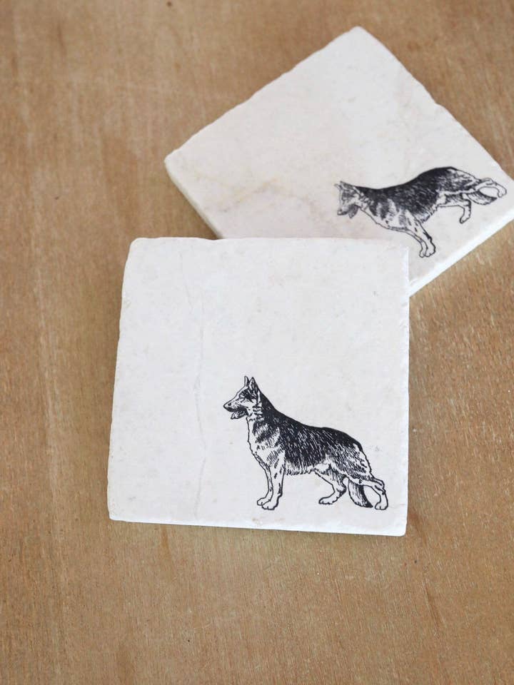 German Shepherd Dog Marble Coaster for wholesale by Lace, Grace & Peonies Marble Coasters